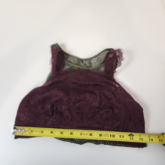 Lot of 2 Aerie Lace Wireless Bra Bralette Green Burgundy Racerback Size Medium - Picture 8 of 8
